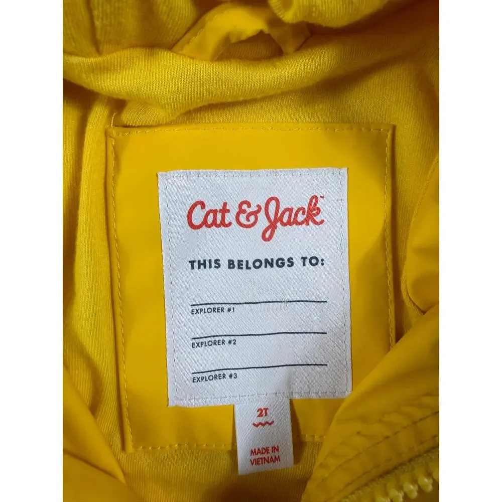 Cat & Jack Yellow Hooded Rain Jacket Toddler size 2